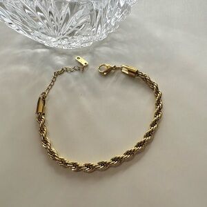 Gold Rope Chain Bracelet • PVD Gold Coated Stainless Steel • Adjustable 7”–9”